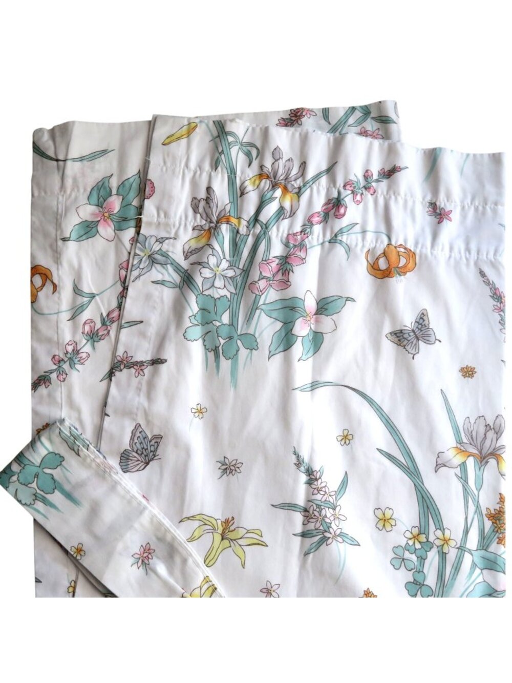 Vintage JCPenney Floral Rod Pocket Draperies 80"x 63" each Tie Backs Multicolor